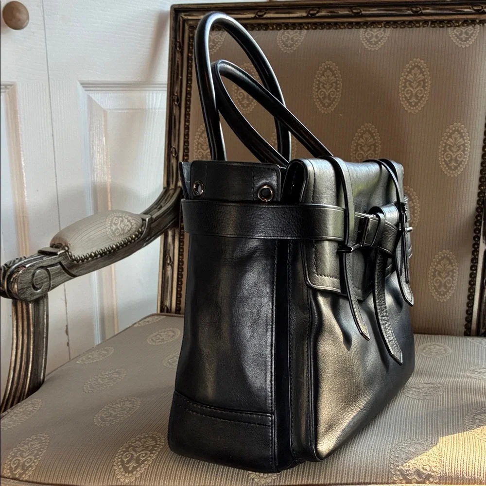 Reed Krakoff Black Leather Structured Briefcase Tote